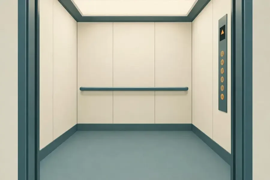 话题封面：安静的电梯内部与柔和光板